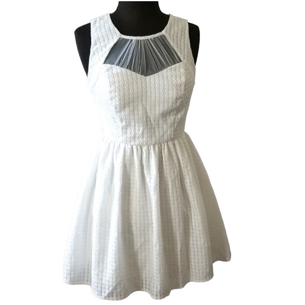 White Sorority Initiation dress with mesh in front and back detail